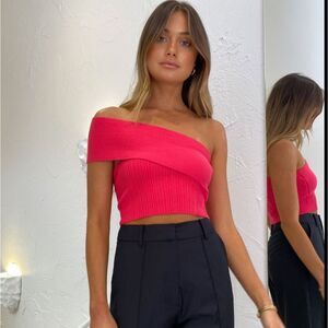 NWT Anna Quan Clare One Shoulder Top in Fuschia Women's Size 4